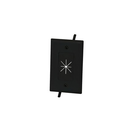 Cable Wholesale Easy Mount Series Single Gang Cable Passthrough Wall Plate with Flexible Opening, Black 45-0014-BK